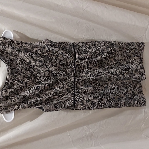 Valley Girl Cream w/ Black Floral and Paisley Print Sleeveless Sheath Dress S Sm - Picture 4 of 9